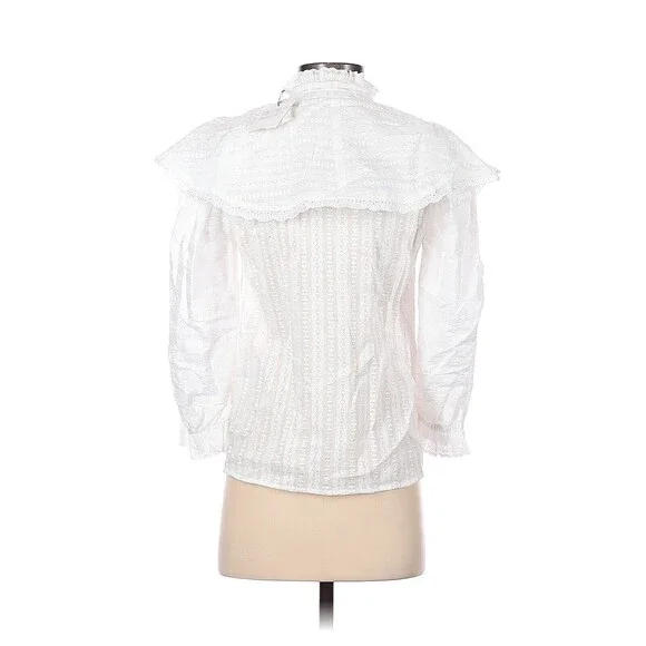 SANDRO White Ruffle Collar Victorian Blouse - 1 (Small) - Picture 2 of 2